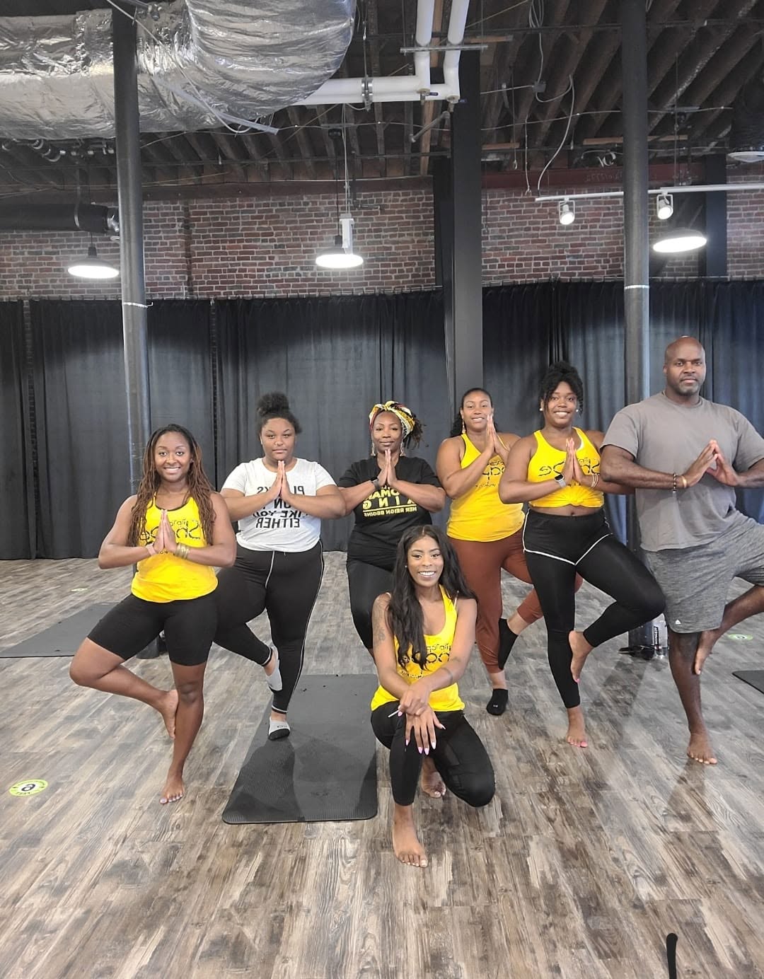 My Stretch Factory participants gathered after an indoor class